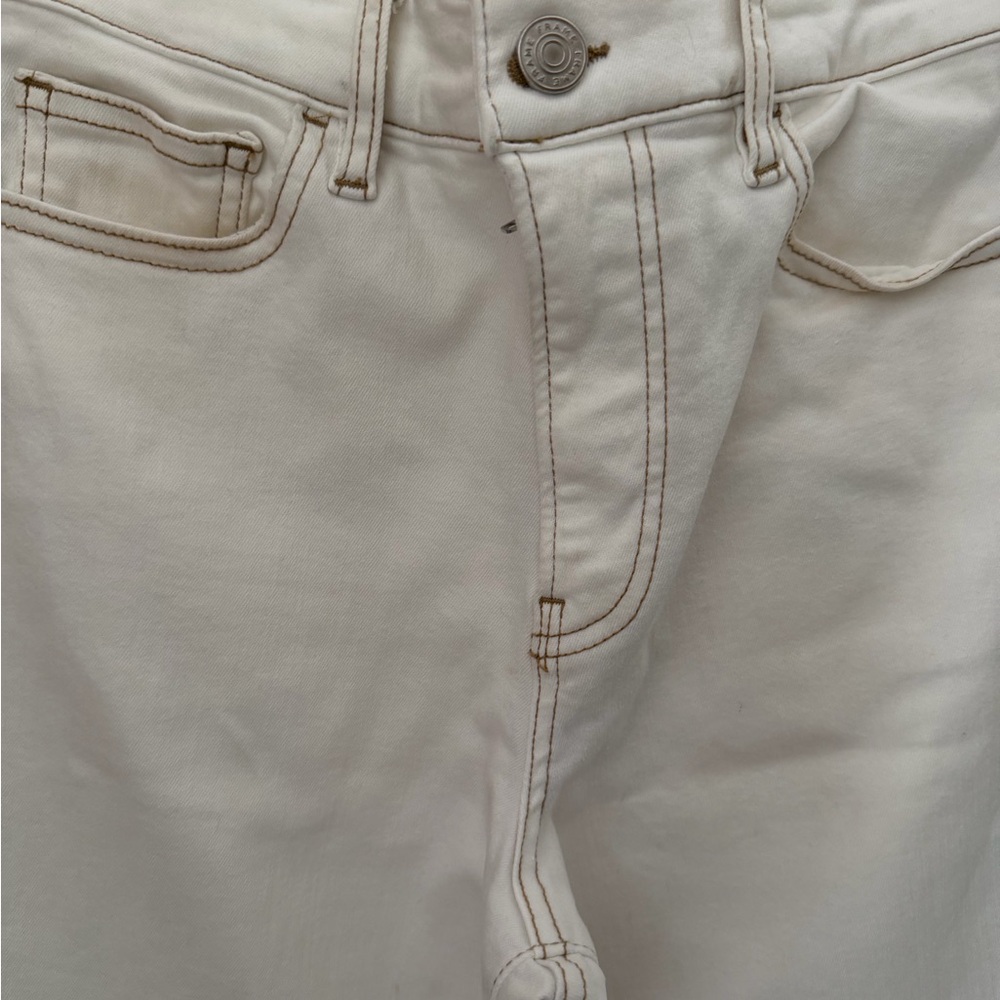 Frame Denim Ivory Le Palazzo Crop Raw Hem Wide Leg Jeans - Picture 2 of 7
